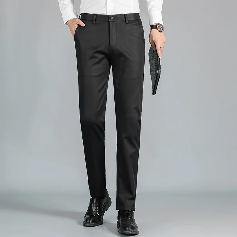 春夏季中年西裤男士商务休闲裤百搭直筒长裤子QLB107