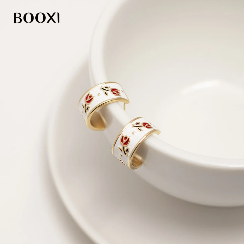 铜合金珐琅耳饰 夏季新款复古法式氛围感耳钉女925银针防敏感配饰