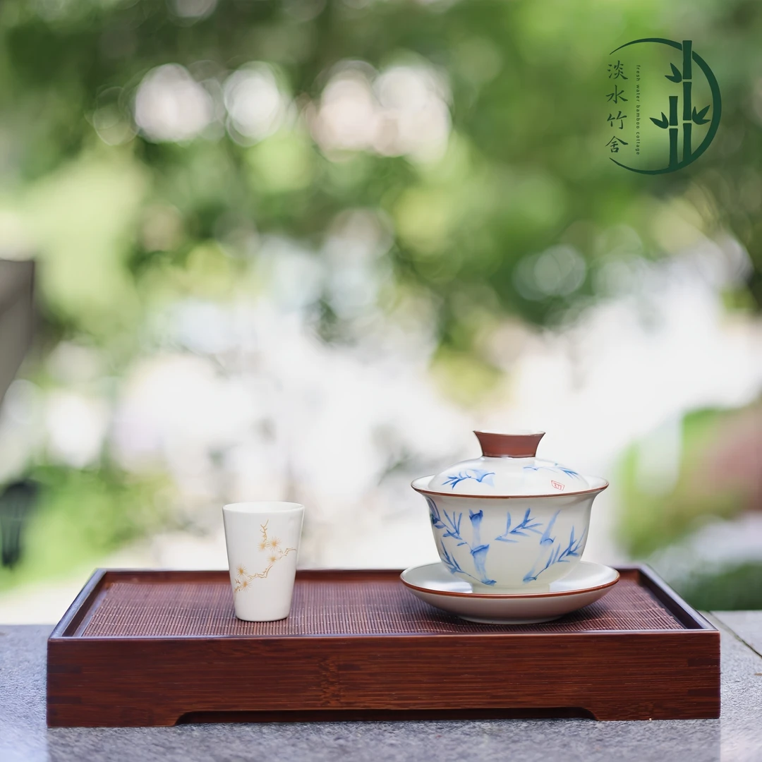 「青丝」高山楠竹手工茶盘干泡台托盘干湿两用围炉煮茶茶具储物架