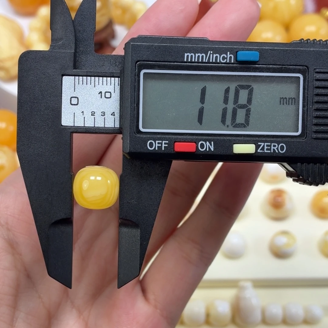 琥珀未镶嵌珠宝奇石焦皮橘底线纹溶洞老型11.7mm