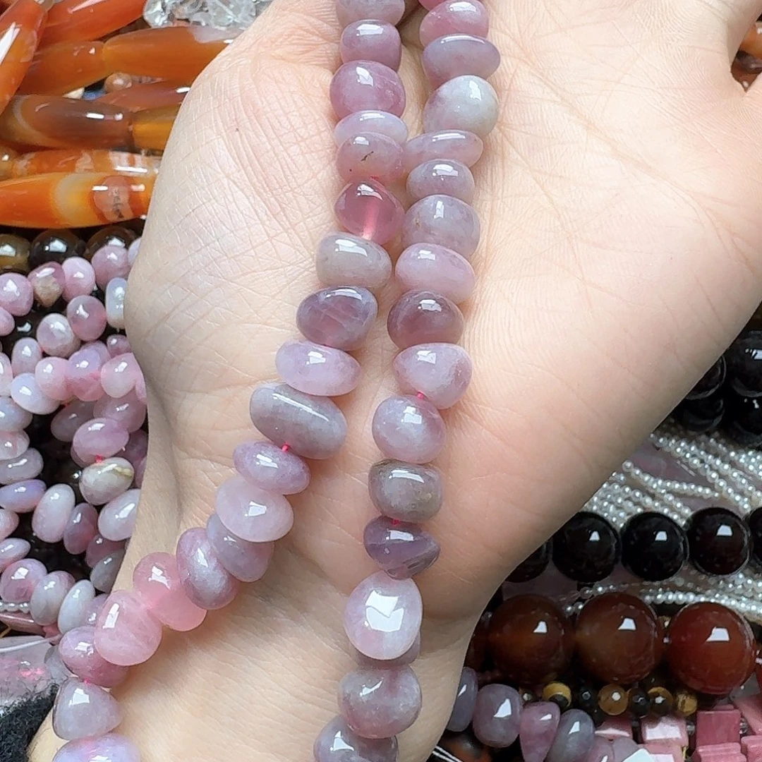 葡萄石未镶嵌珠宝半成品一条10mm紫马粉