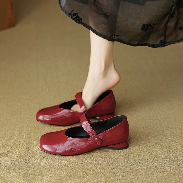 2cm 法式优雅气质百搭玛丽珍鞋春季韩版网红简约时尚粗跟浅口单鞋