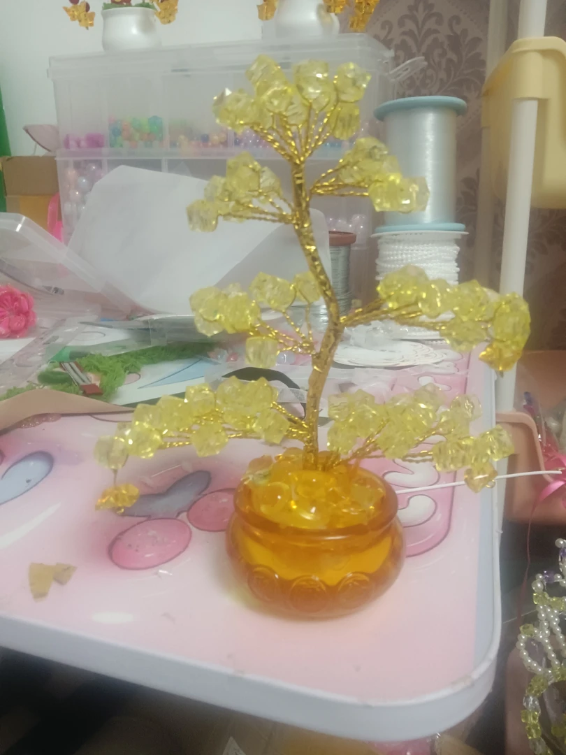黄水晶招财发财树酒柜客厅玄关装饰品创意礼物摆件