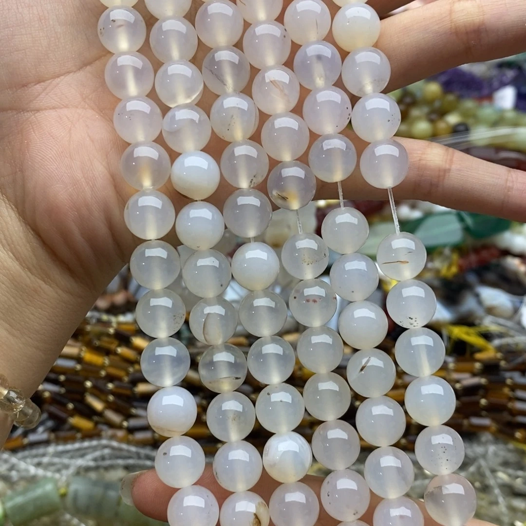 未镶嵌玛瑙/玉髓珠宝半成品一条纯天然海洋玉玛瑙圆珠10mm