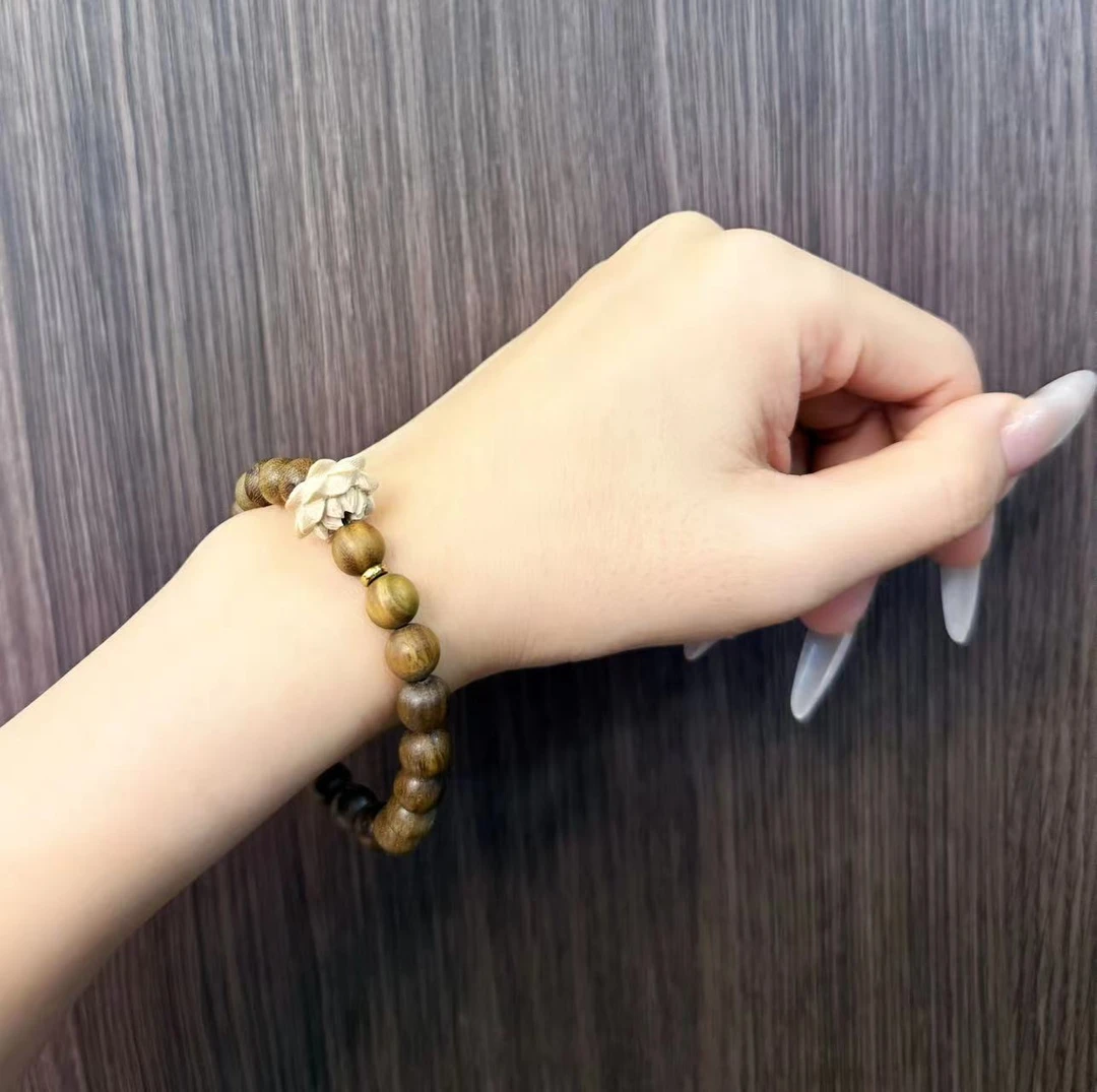 非金属木质手链 木质莲花手链