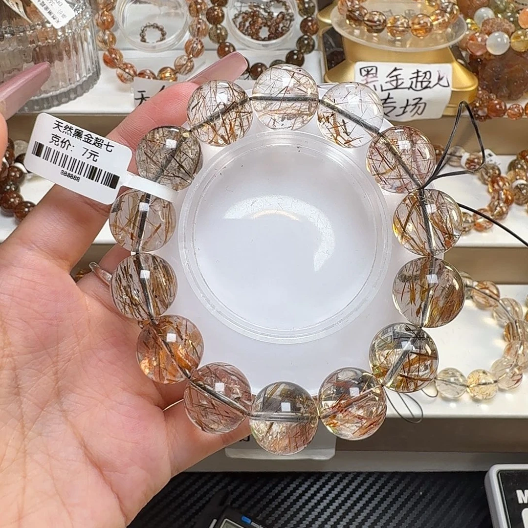 水晶未镶嵌手链黑金超七多样性发其一16m