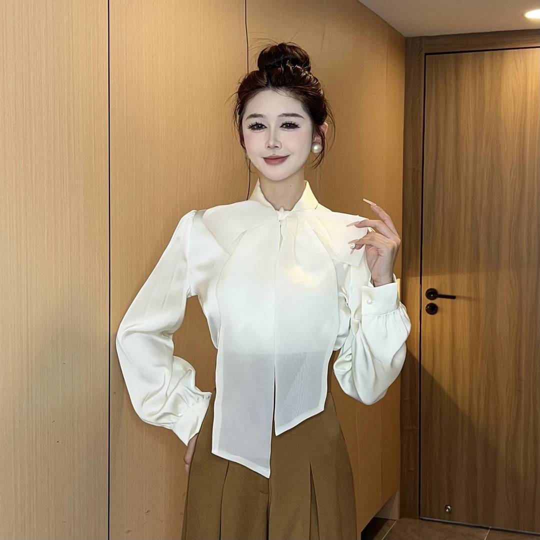 【MD原创·宵夜】2025春季新款显瘦气质长袖时尚休闲百搭轻奢衬衫