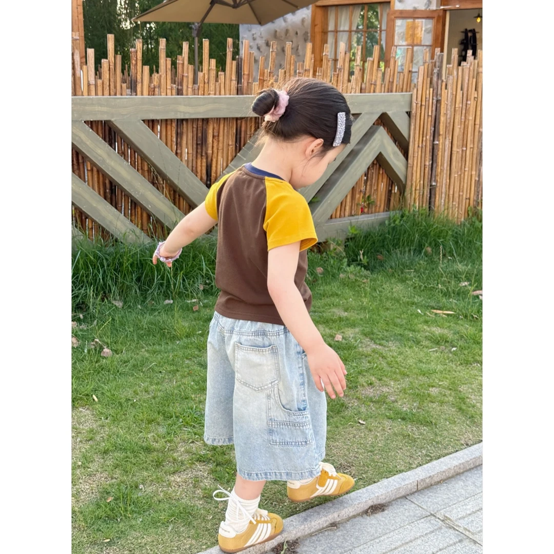 KidsOnTheMoon 猫咪牛仔裤 五分裤