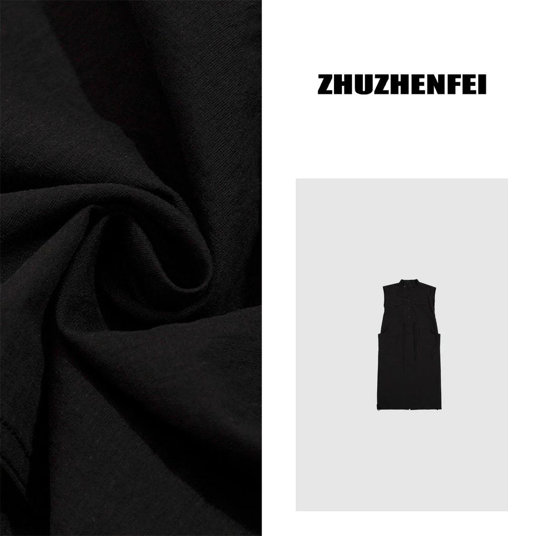 ZHUZHENFEI 棉感两色抽绳无袖直筒百搭显瘦连衣裙Z352327