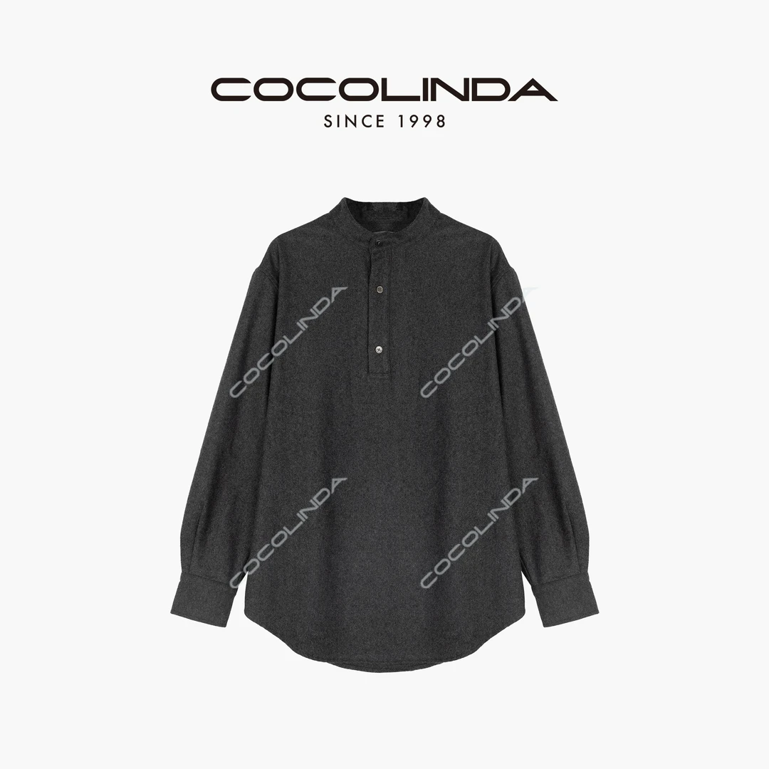 COCOLINDA立领纯色长袖亨利衫毛衫K1780