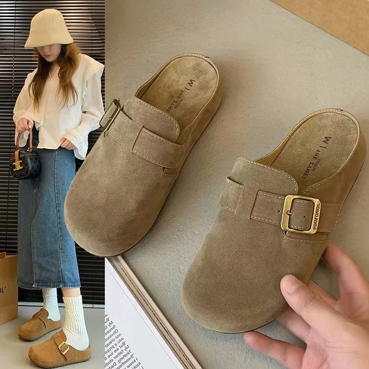 【退货补运费】欧货踩欧若风肯鞋春季厚底软低帮女勃肯拖鞋7280