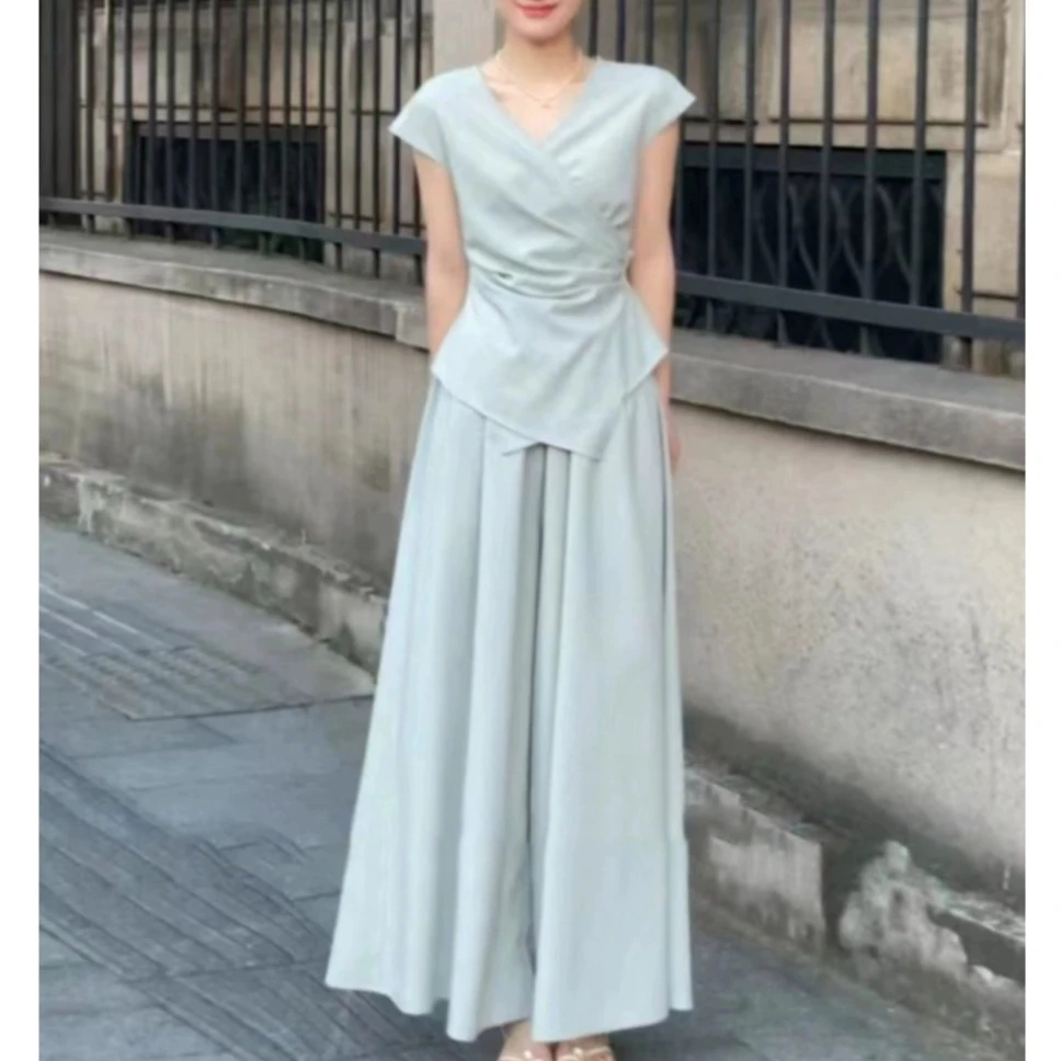 8750御姐轻熟不规则上衣套装夏季新款气质韩版高级感休闲裤两件套