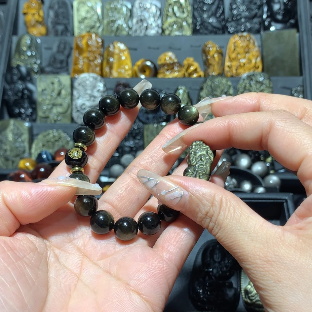 黑曜岩手链未镶嵌紫****?