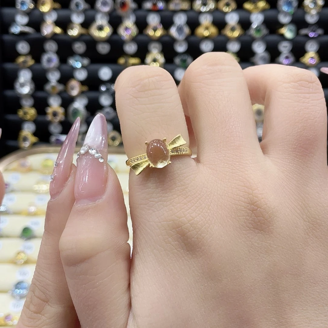 黄晶戒指银S925镶嵌戒指