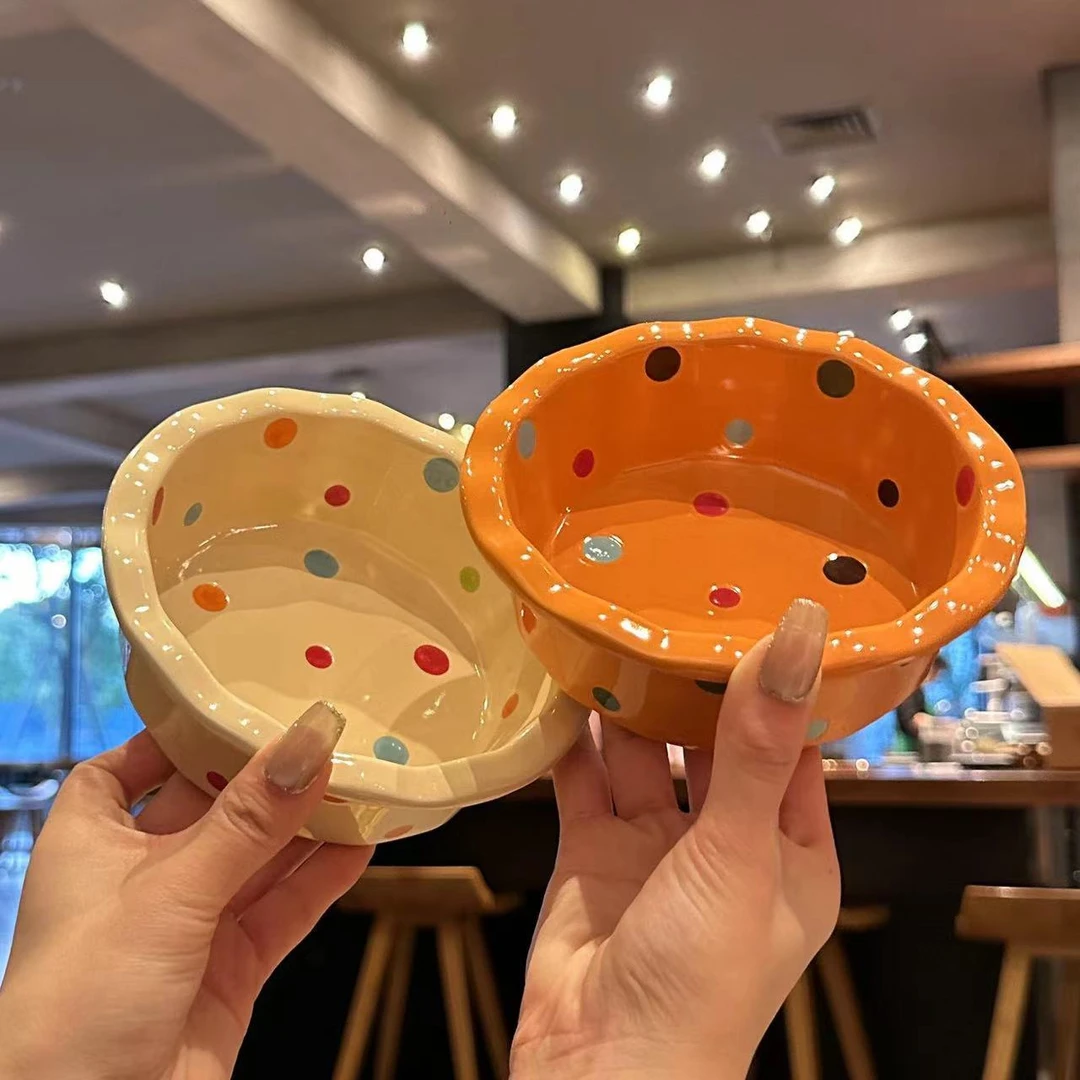 【95%好评率】高颜值釉下彩陶瓷波点ins风沙拉水果早餐碗盘餐具