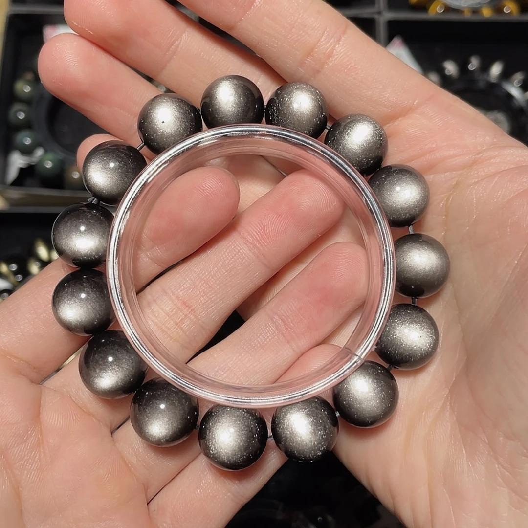 农***界黑曜岩未镶嵌手链