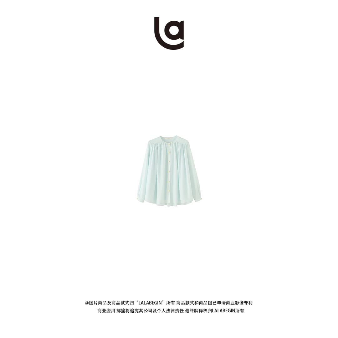 La La Begin（炸天气质）气质百搭花扣衬衫