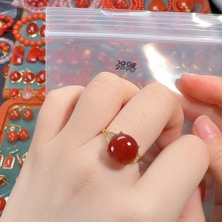 南红玛瑙银S925镶嵌吊坠