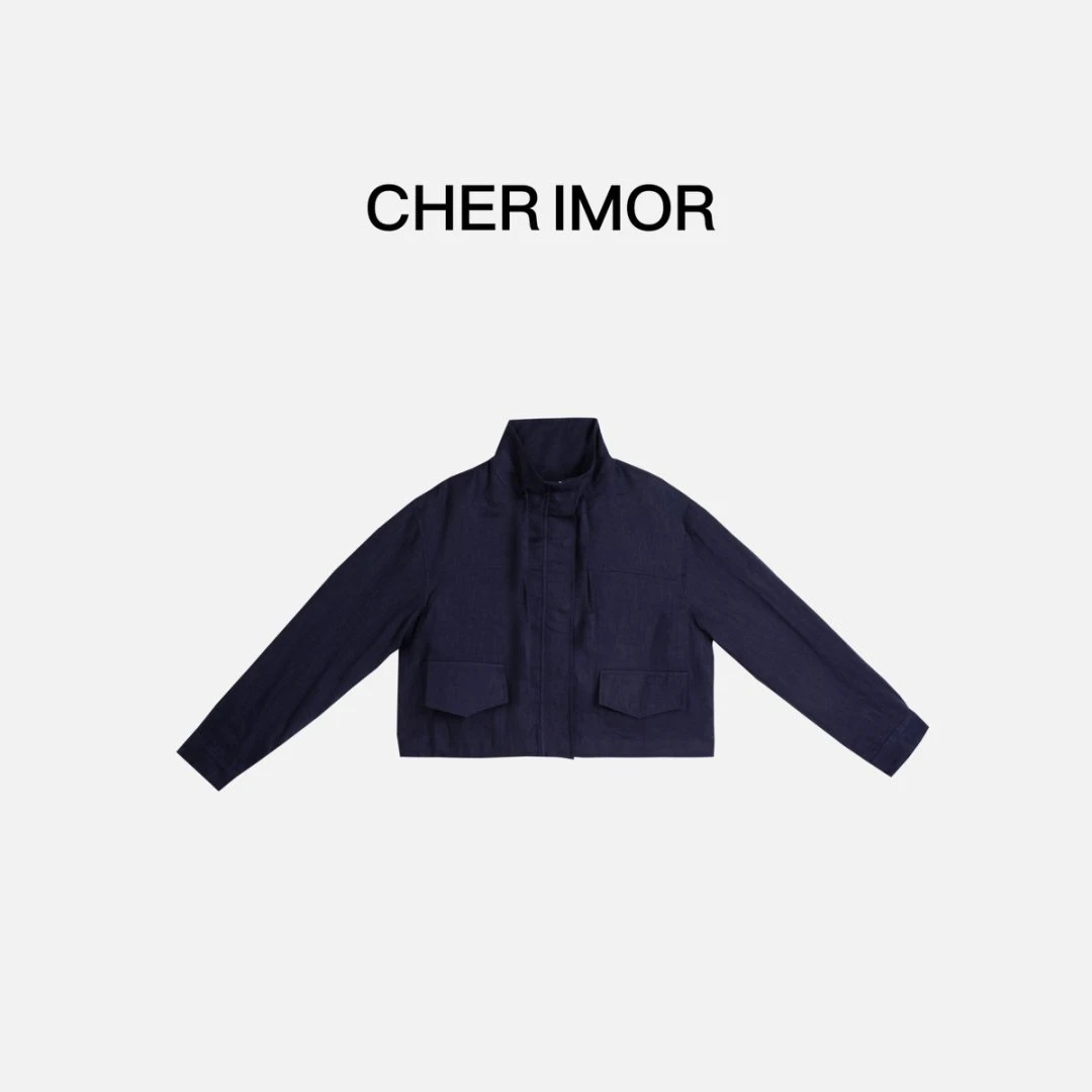 CHER IMOR【环岛日记】纯色抽绳立领短款外套 38439 Hi Fortune