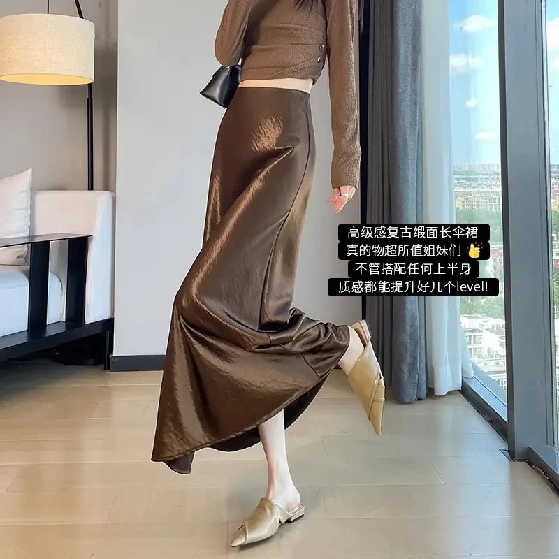 醋酸缎面半身裙,不挑腿型全新视觉显瘦垂感顺滑清爽舒适 拉长腿线