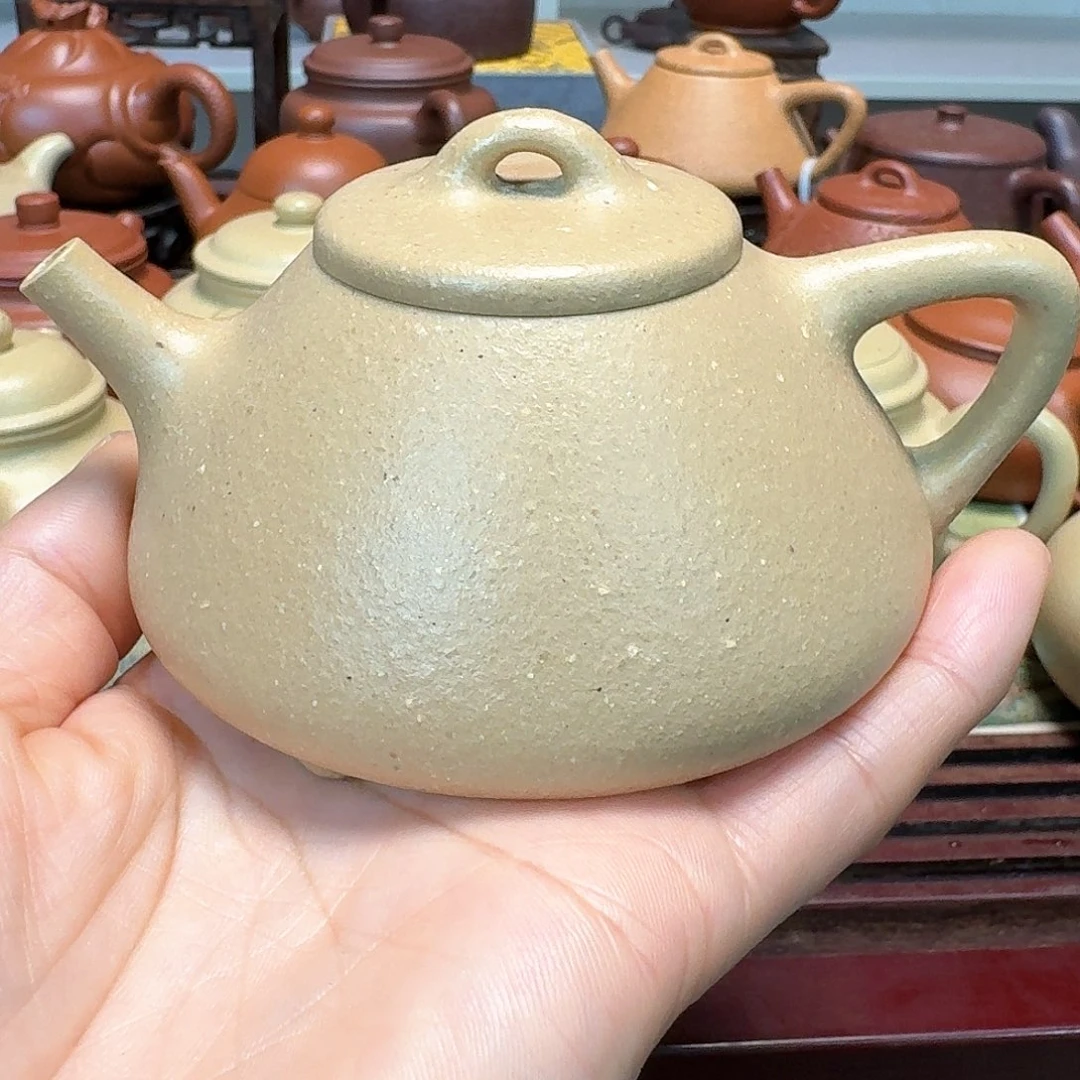 紫砂茶壶梨皮绿泥半手工到手退280元