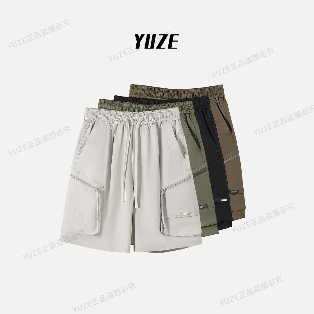 【YUZE】夏新品男款工装口袋短裤百搭可调节腰围宽松休闲短裤D2535