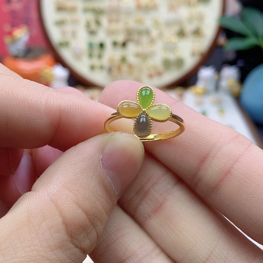 和田玉银S925镶嵌戒指