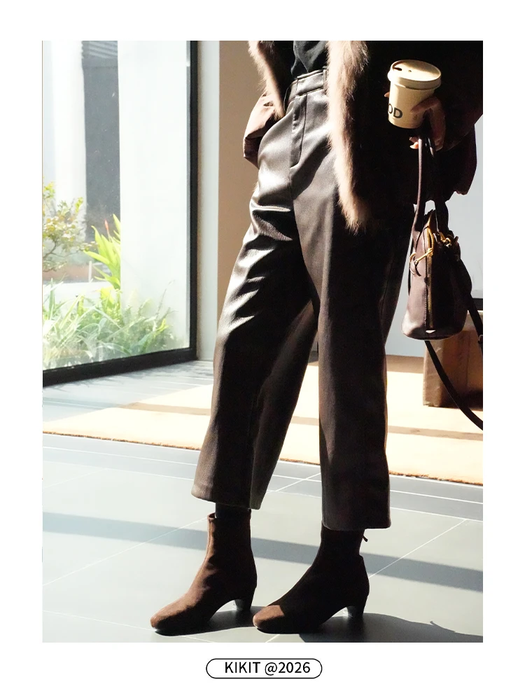[KK] 金属丝皮裤 2026新款简约极简皮裤秋冬必备 YLM001346