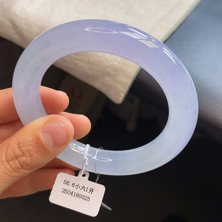 未镶嵌手镯翡翠57冰紫胖圆条