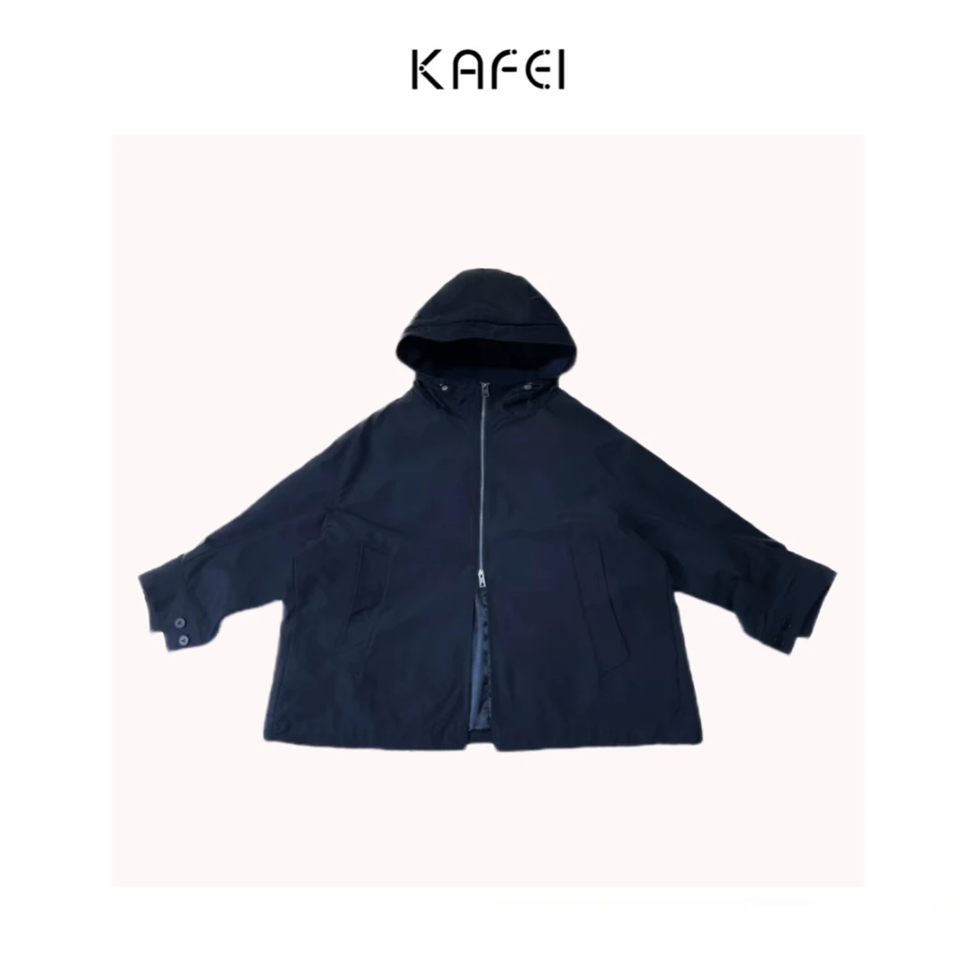 咖妃~【全能型】连帽款宽松大版拉链冲锋衣户外运动休闲长款外套