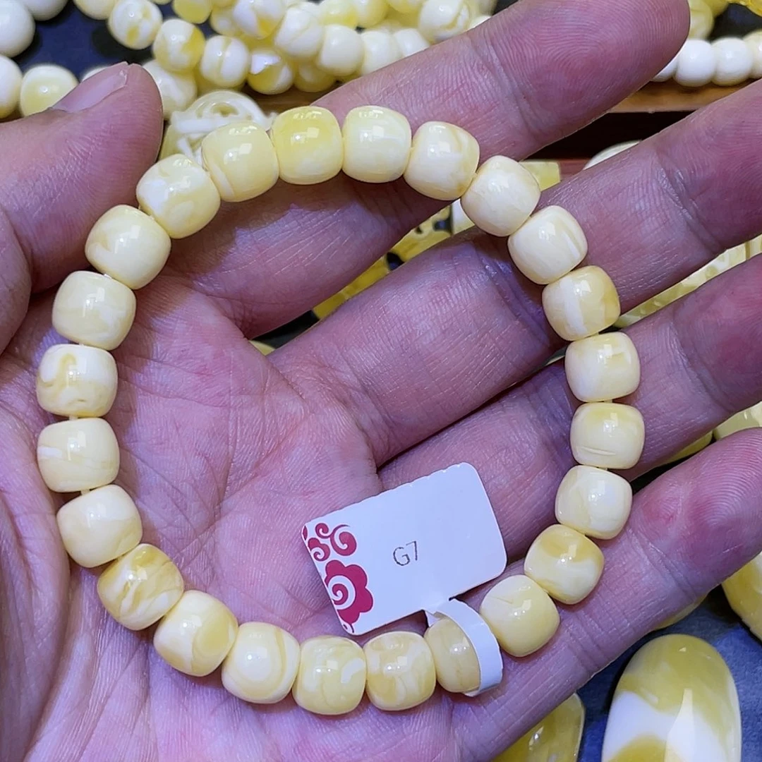 蜜蜡手串未镶嵌9mm特浓白纯蜡妖花