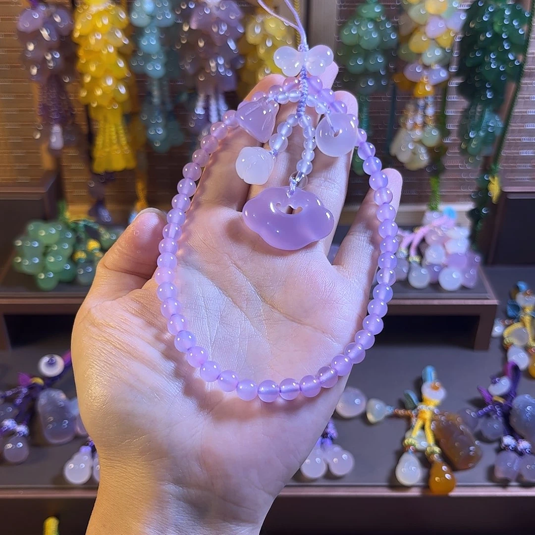 懋****玛瑙/玉髓未镶嵌车挂手腕手机链