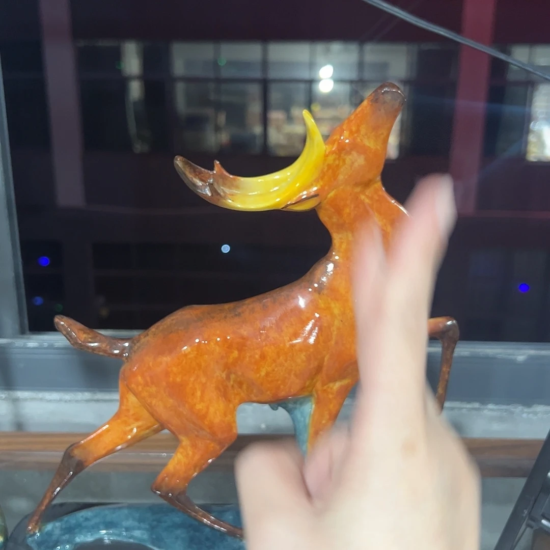合成树脂正月胶鹿摆件一件包邮
