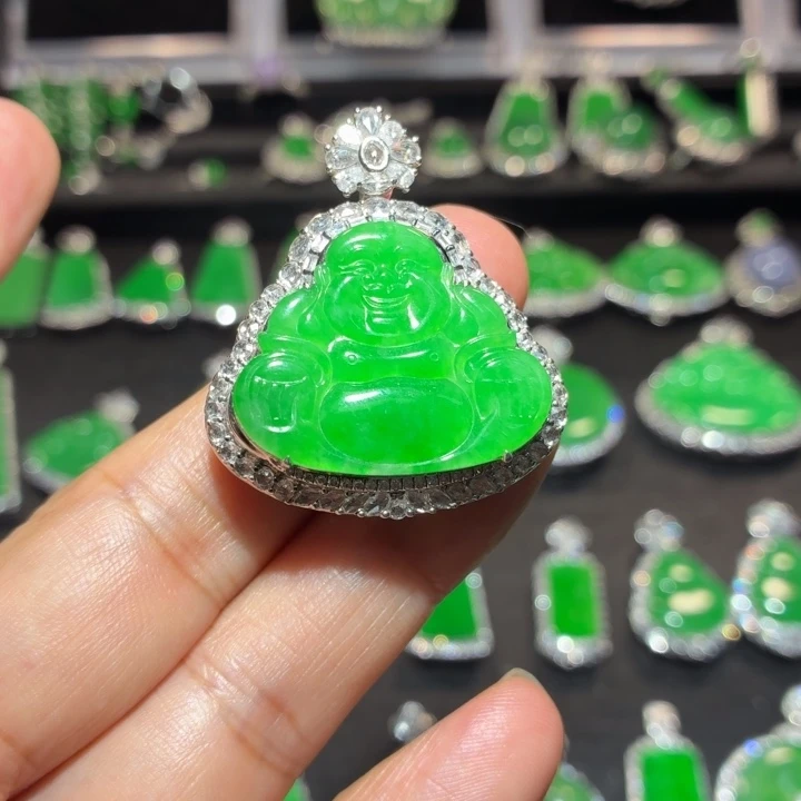 翡翠18K金镶嵌吊坠(不含链)