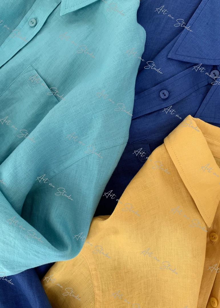 【100亚麻】素调穿搭薄纸感定染色超显白随性宽松朴素衬衫w1818l2