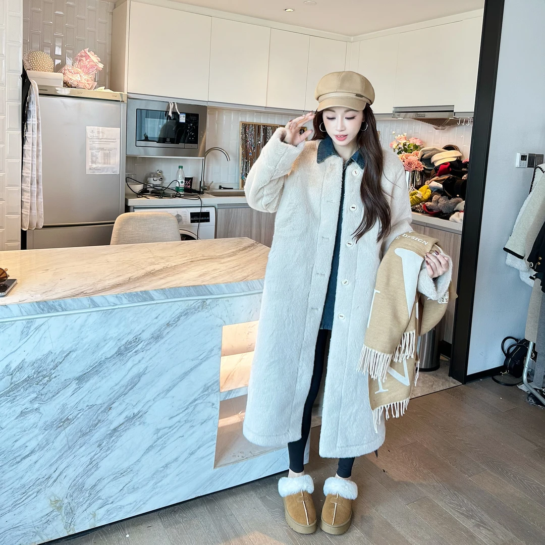 009时尚名媛长款毛毛外套