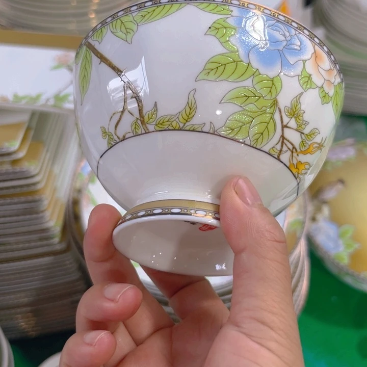 瓷片琴瑟和鸣碗六个微瑕4.5寸