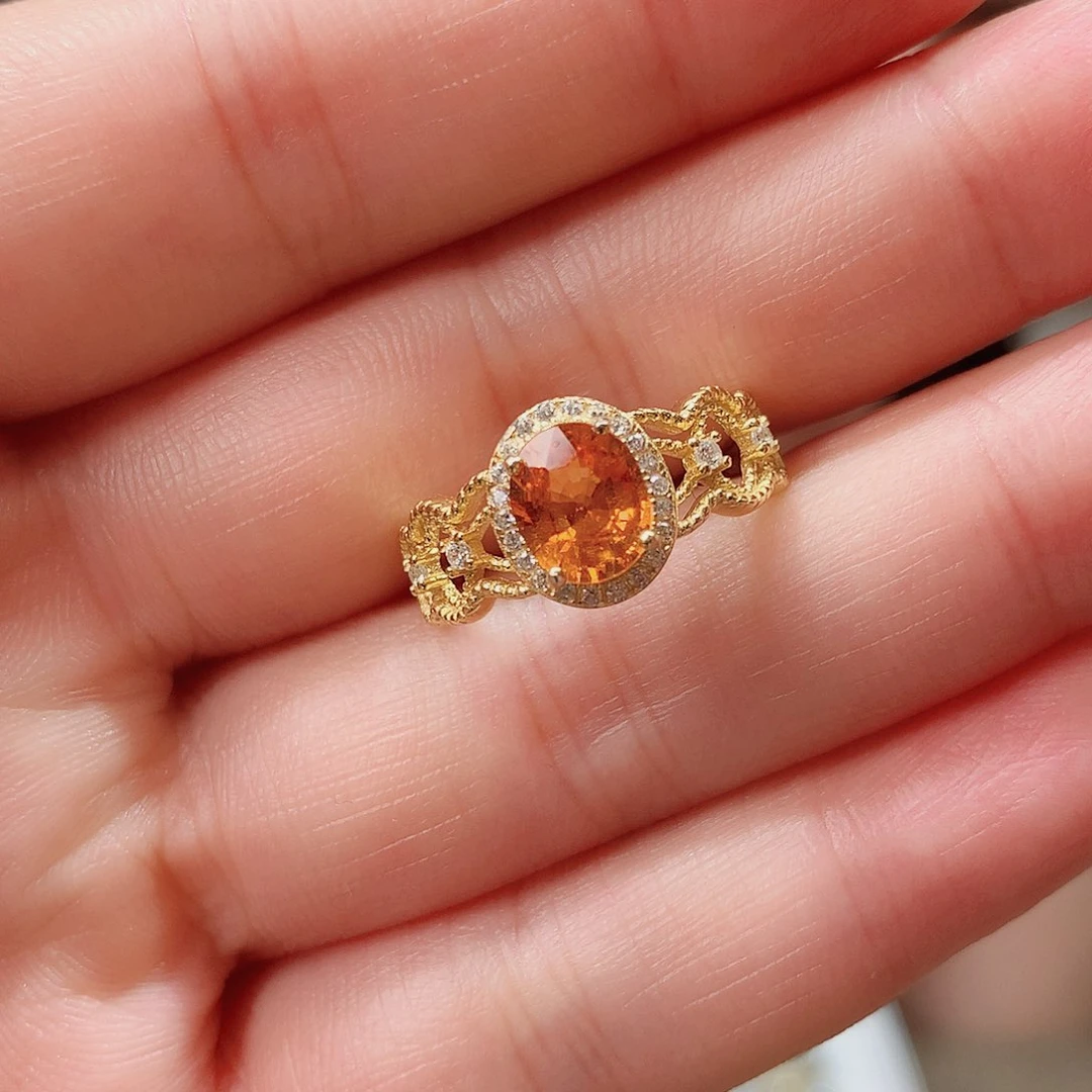 石榴石（芬达石）戒指银S925镶嵌