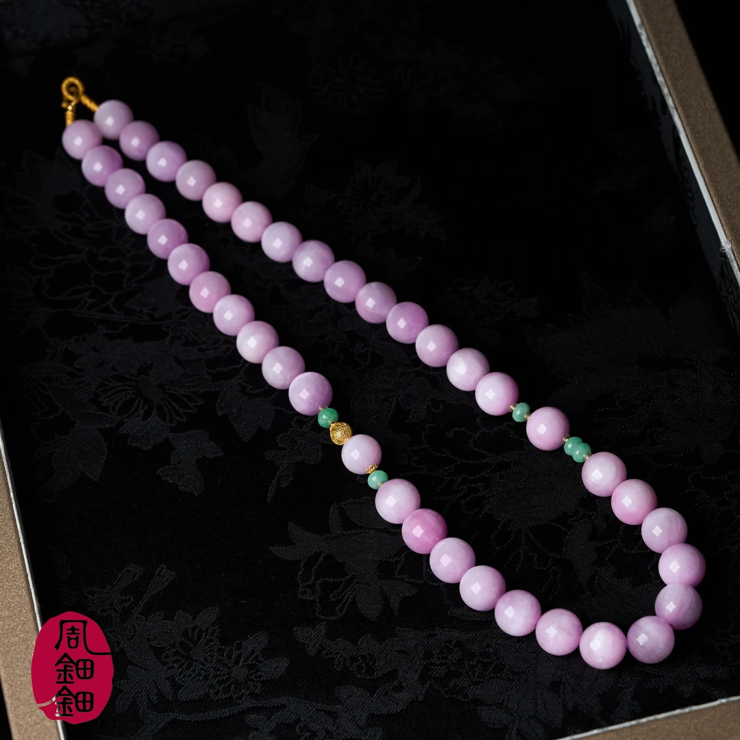 周钿钿®|染云|天然紫锂辉高品拉丝猫眼缅料翡翠18K金设计款项链