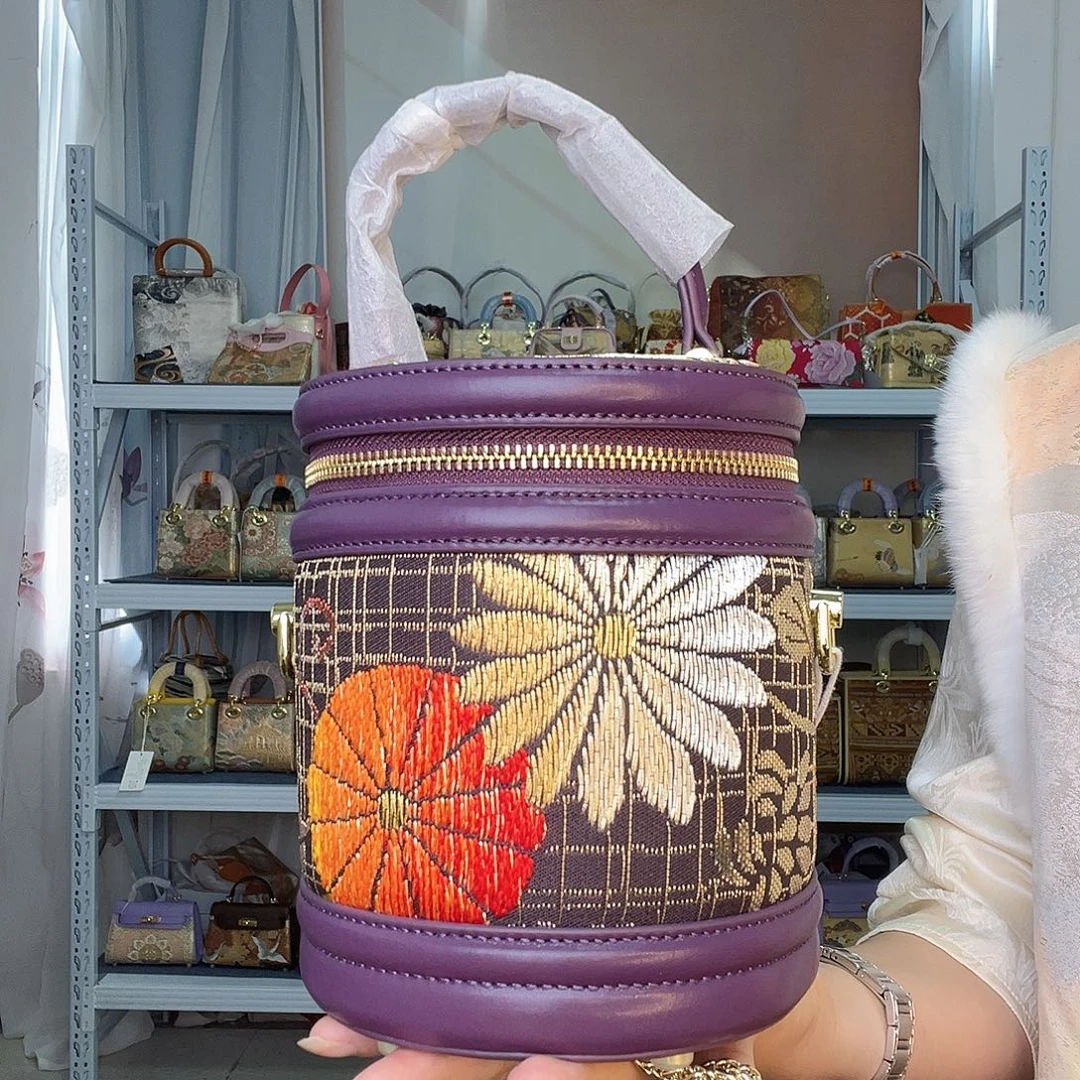 织物桑蚕丝非遗唐锦小水桶