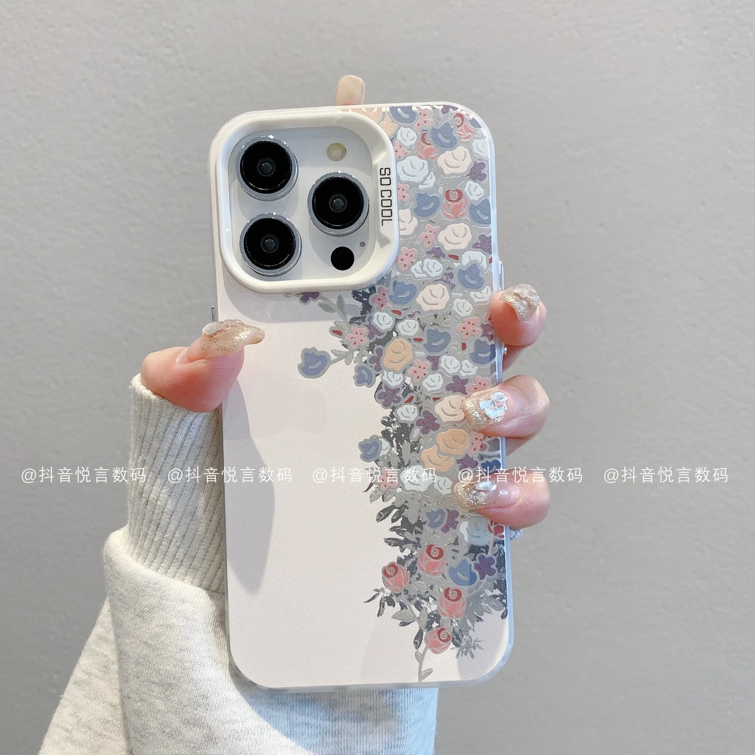 花海创意彩银手机壳适用苹果16promax华为荣耀/OPPO/VIVO小米15