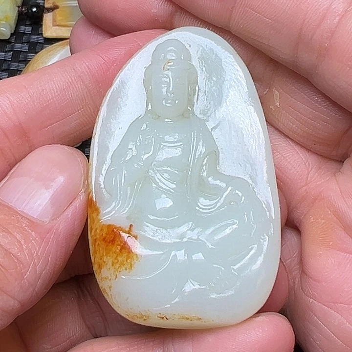 和田玉未镶嵌挂件煤*子