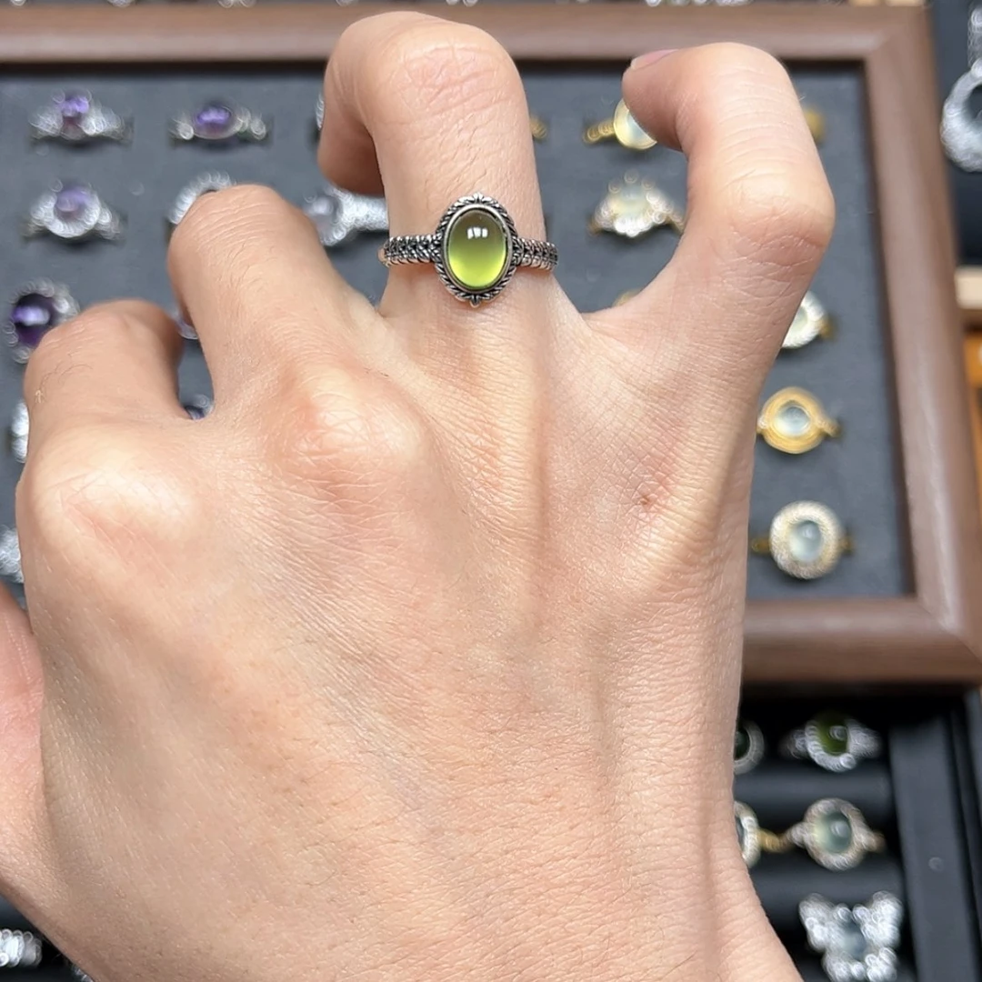 【闪购商品】岫玉戒指银S925镶嵌山**～