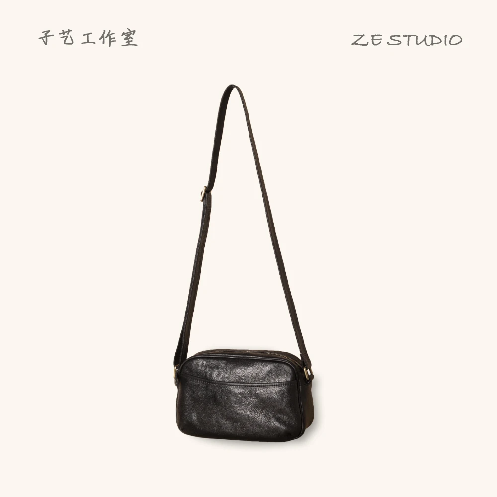 植鞣牛皮百搭休闲通勤单肩复古包包女士工作真皮手机出门小包挎包