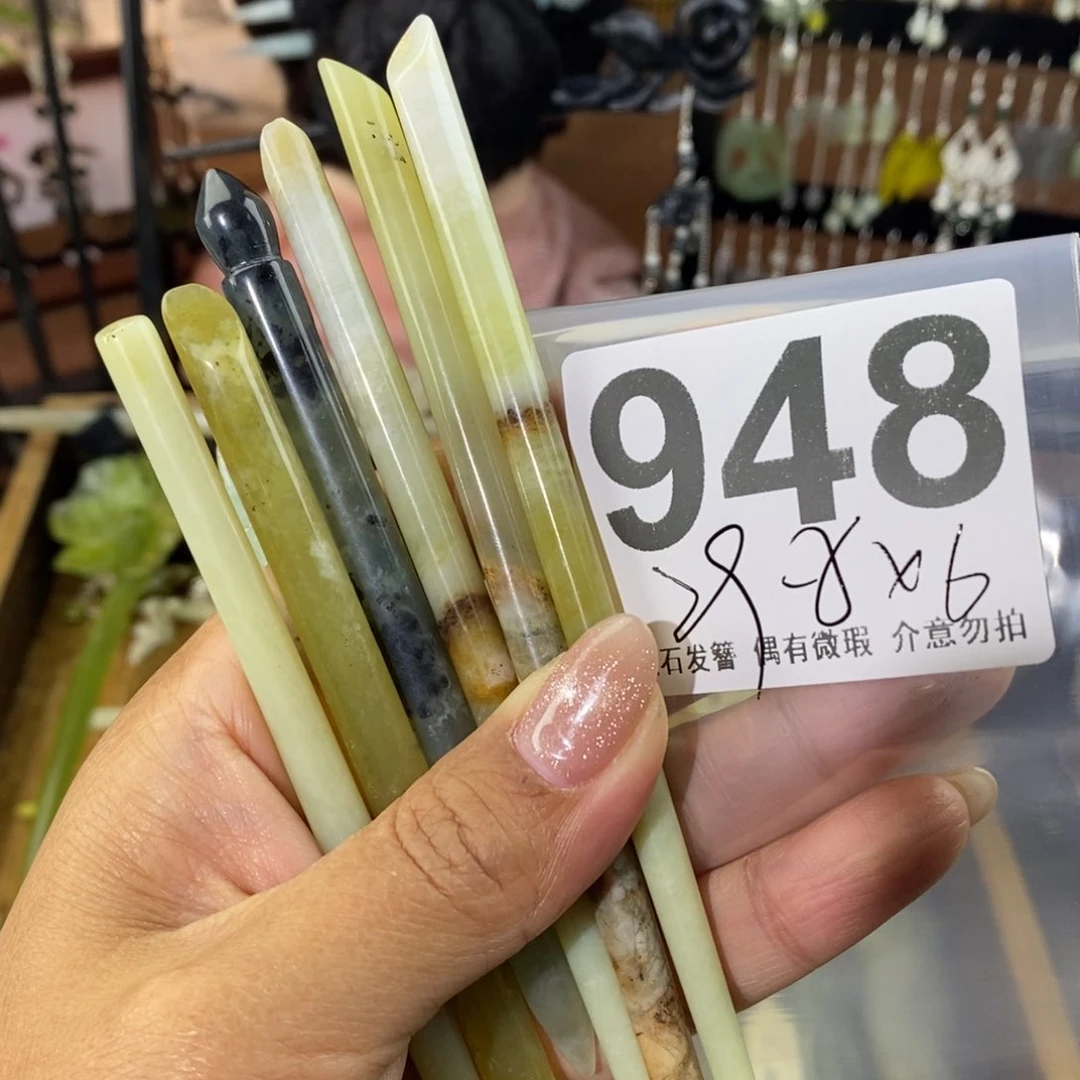 蛇纹石玉发饰未镶嵌玉***花