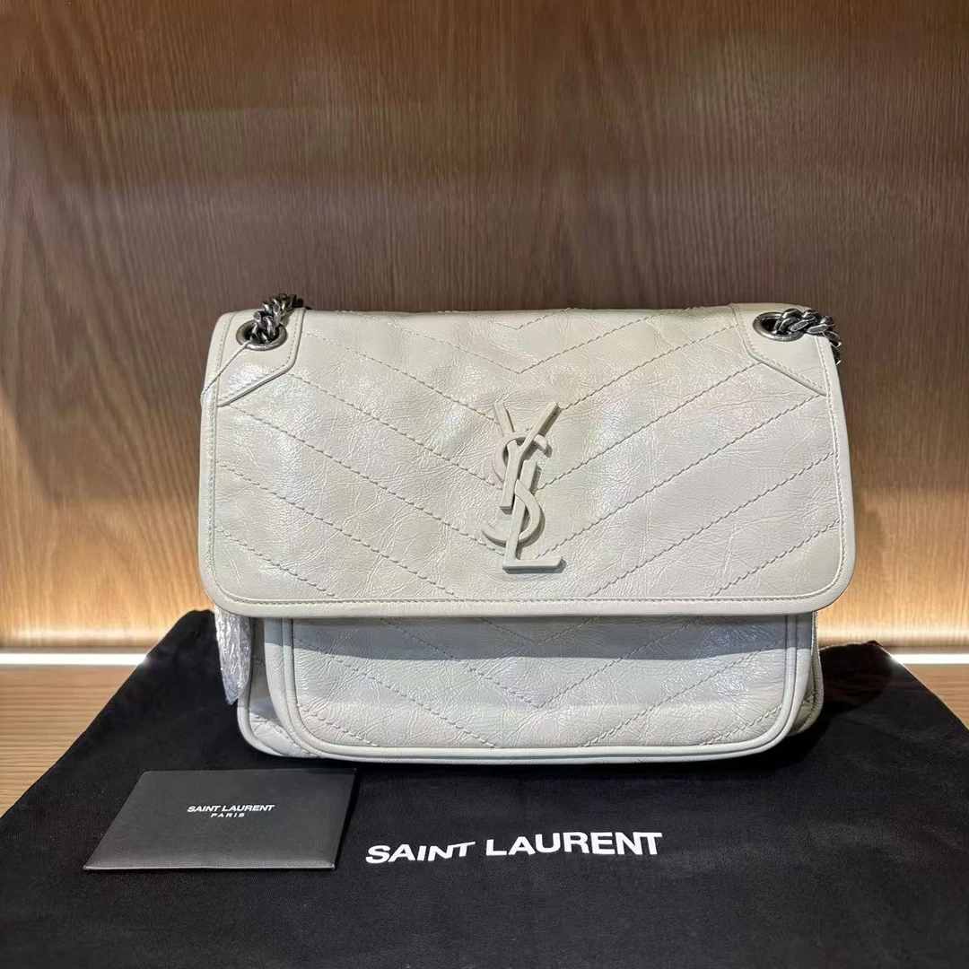 99新 YSL/圣罗兰 飞小雨Fisoy/ 白色Niki斜挎包
