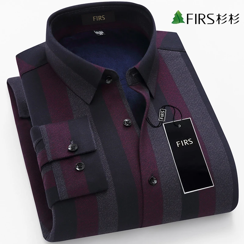 【聚热一体绒】杉杉保暖衬衫男高档冬季新款轻奢磨毛加绒加厚衬衣男