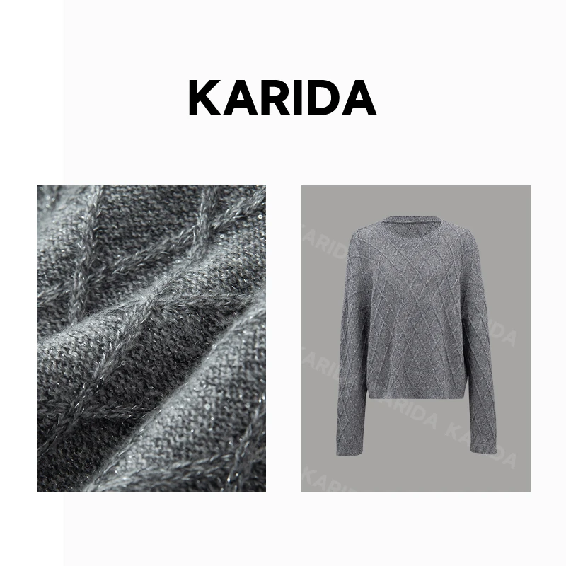Karida珂芮达【冬日特调】26支12针新款时尚百搭短款亮片针织衫