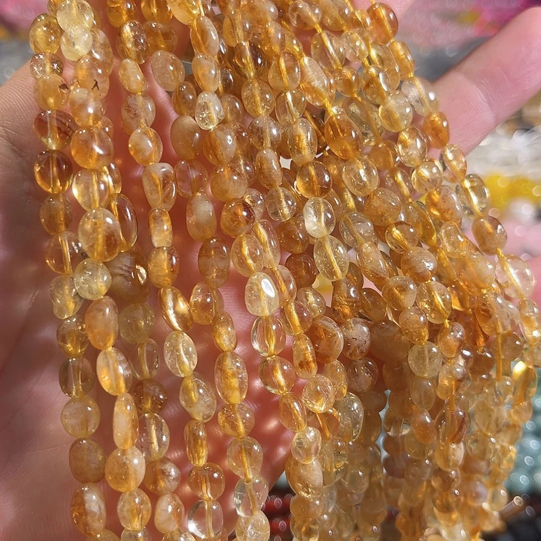 玛瑙/玉髓合金珠宝半成品黄塔晶糖豆一条