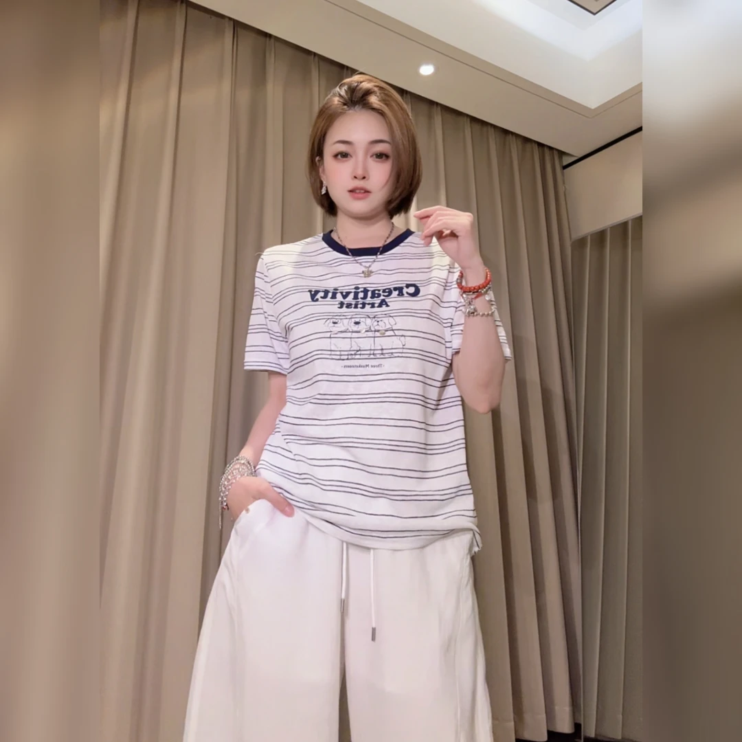 86831简约百搭款正肩显瘦雪花棉短袖T恤